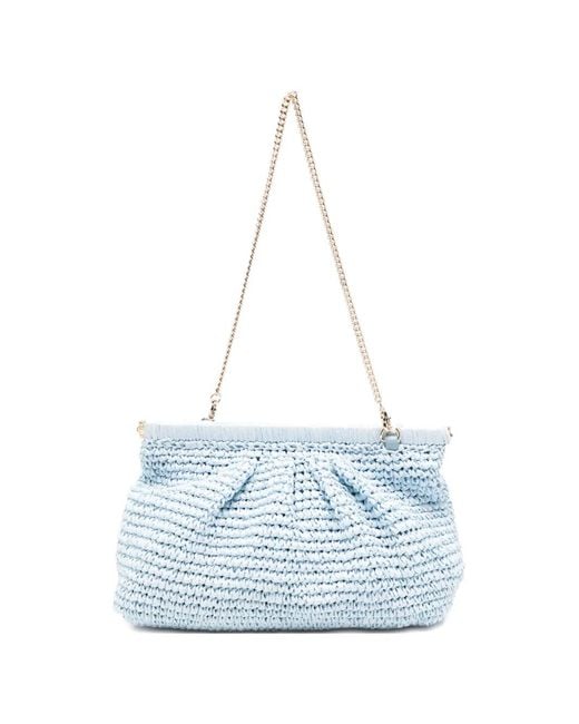 Marella Blue Paprica Woven Chain Clutch Bag