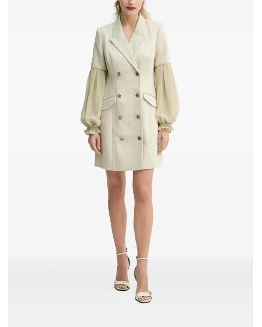 Bruuns Bazaar Natural Trudy Double-breasted Balloon-sleeve Mini Dress