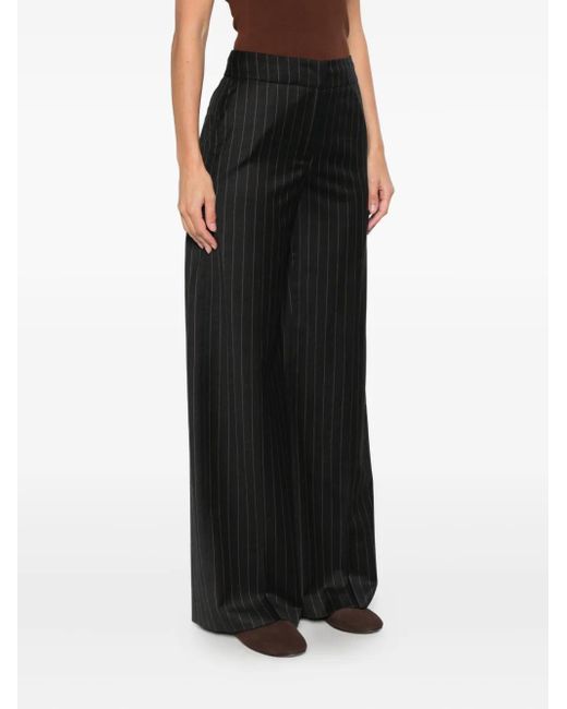 Peserico Black Striped-Pattern Trousers
