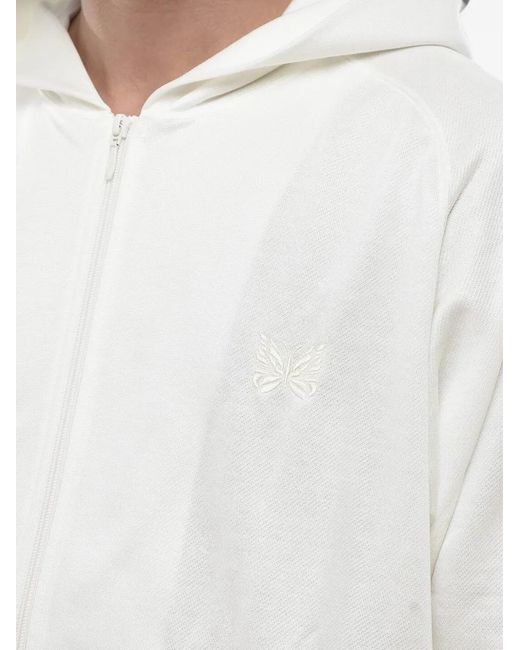 Needles White Logo-Embroidered Zip-Up Hoodie for men