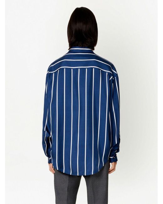 AMI Blue Striped Button-up Shirt