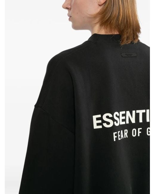 Essentials Black Calssic Crewneck Sweatshirt for men