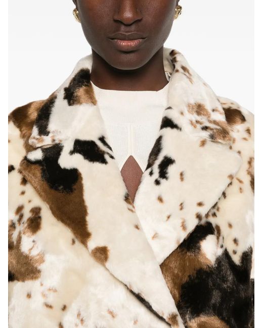 VALENTINI 1972 Natural Cow-Print Double-Breasted Coat