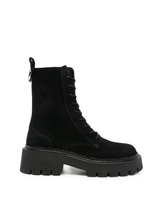 Vic Matié Black Lace-Up Suede Boots