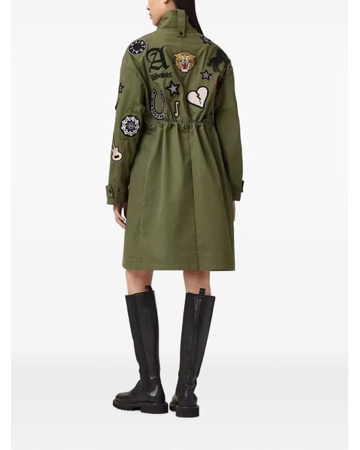 AllSaints Green Ariaa Patch-Embellished Drawstring Jacket