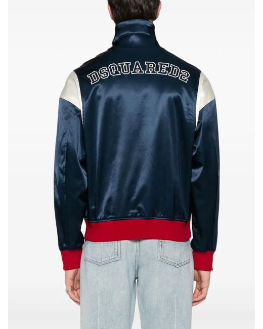 DSquared² Blue Bowling Satin-Finish Jacket for men
