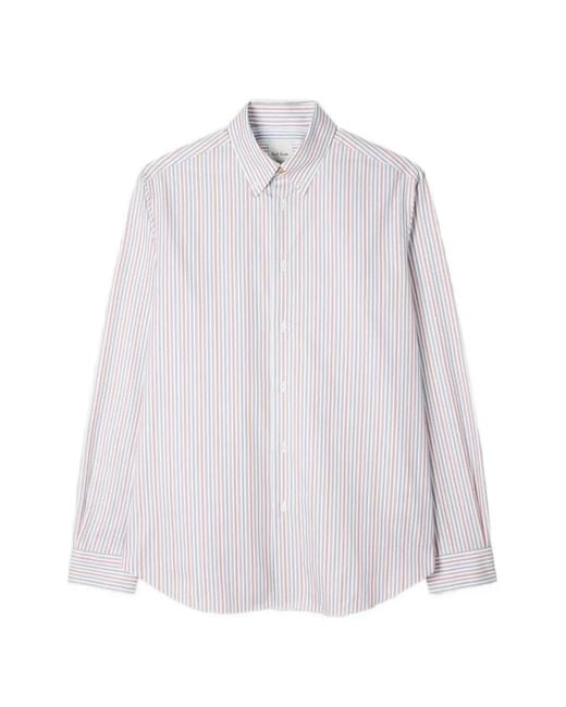 Paul Smith White Classic-Fit Stripe Cotton Button-Down Shirt for men