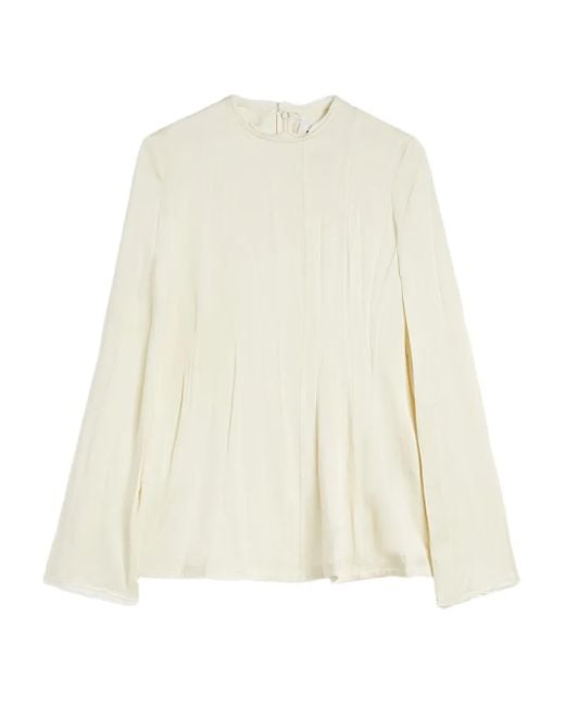 Jil Sander White Klassische Satinbluse