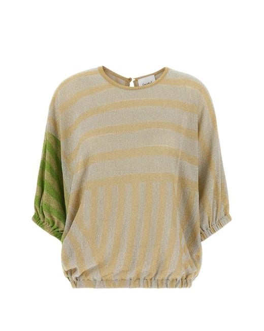 Nude Natural Striped Short-Sleeves Sweater
