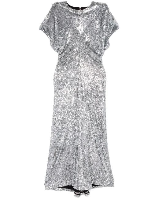 Maje Gray Sequinned Maxi Dress