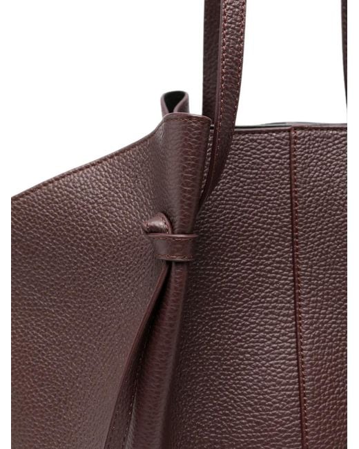 Yuzefi Brown Large Mochi Pleated Leather Tote Bag