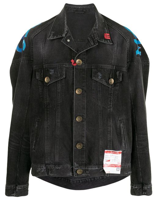 Maison Mihara Yasuhiro Black Rear Graphic Print Denim Jacket for men
