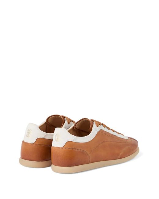 Brunello Cucinelli Sneakers mit Kontrasteinsätzen aus Kalbsleder in Brown für Herren