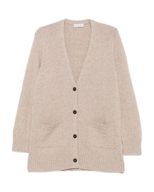 Le Tricot Perugia Natural Buttoned Cardigan