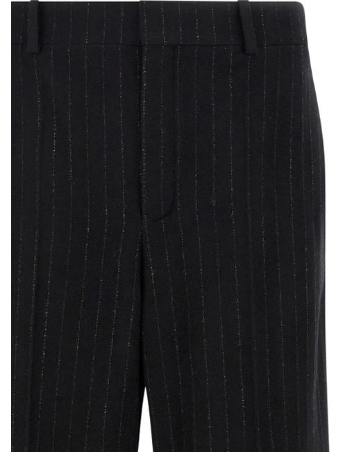 Saint Laurent Black Pinstripe-Pattern Wool-Cashmere Blend Trousers for men