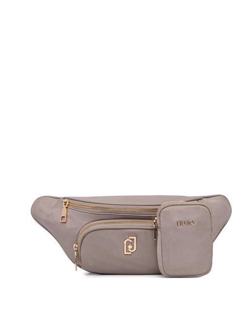 Liu Jo Gray Logo-Plaque Belt Bag