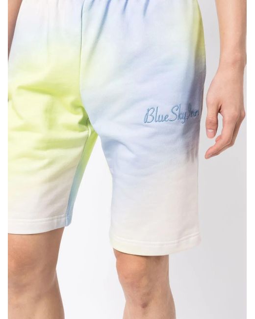 BLUE SKY INN Blue Embroidered-Logo Tie-Dye Shorts for men