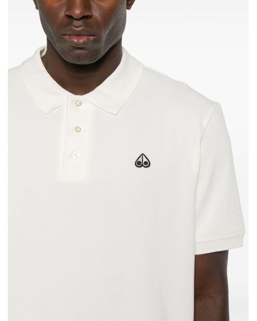 Moose Knuckles White Piqué Cotton Polo Shirt for men