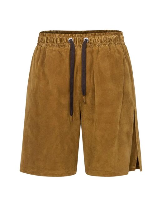 Dolce & Gabbana Brown Suede Track Shorts for men