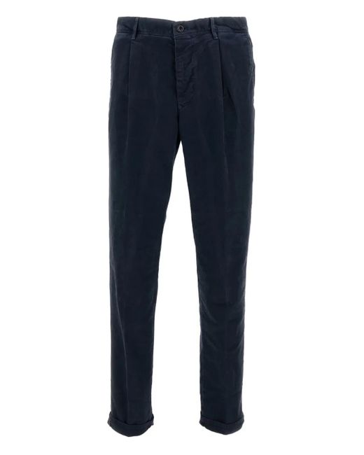 Incotex Blue Tailored Flap Trousers for men