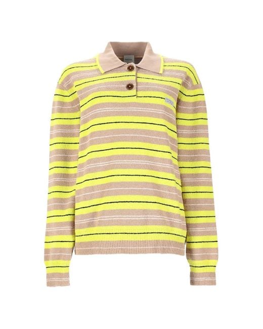 Paul Smith Yellow Striped Button-Collar Jumper
