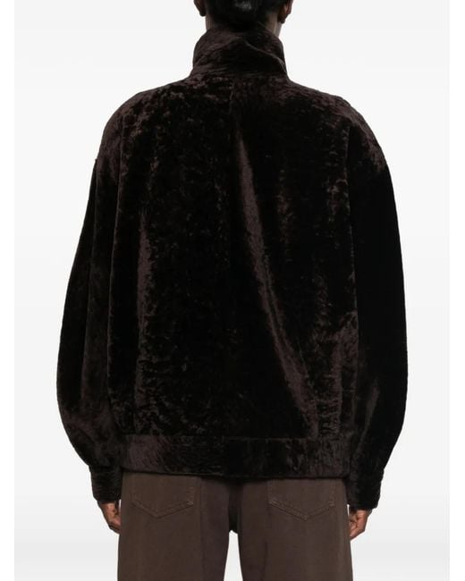 Arma Black Paula High-Neck Shearling Jacket