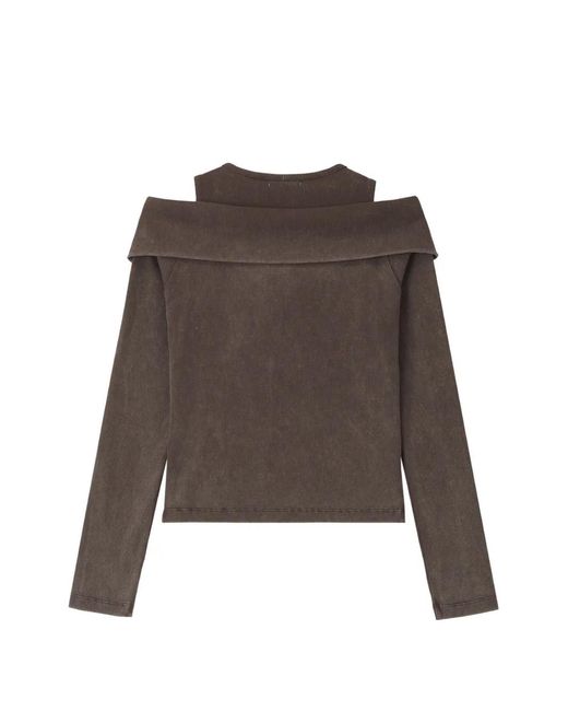 Musium Div. Brown Cold-Shoulder Ribbed Top