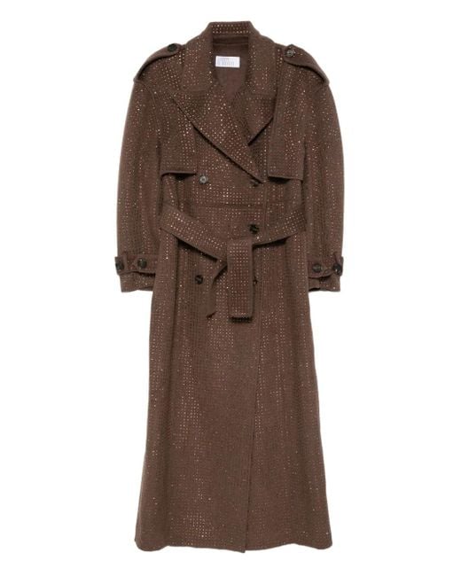 GIUSEPPE DI MORABITO Trenchcoat Met Dubbele Rij Knopen En Kristallen in het Brown