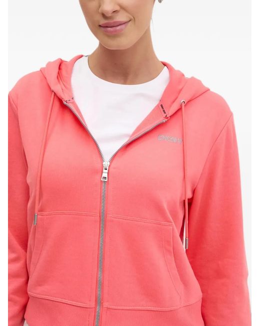 DKNY Red Drawstring Zip-Up Hoodie