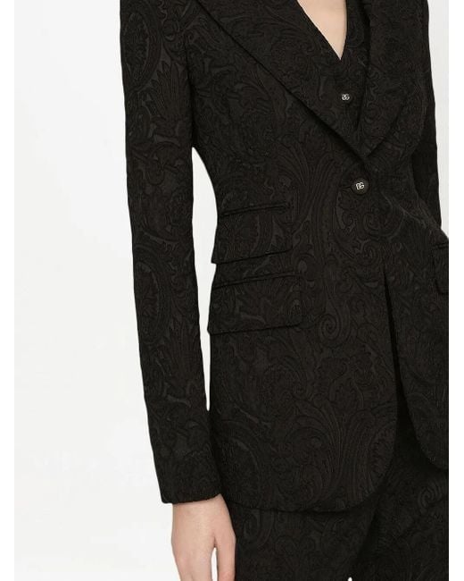 Dolce & Gabbana Black Turlington Jacquard Single-Breasted Blazer