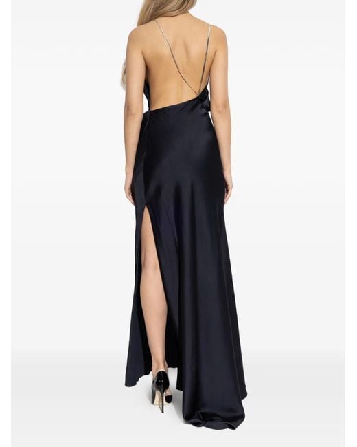 Victoria Beckham Black Chain Halter Gown