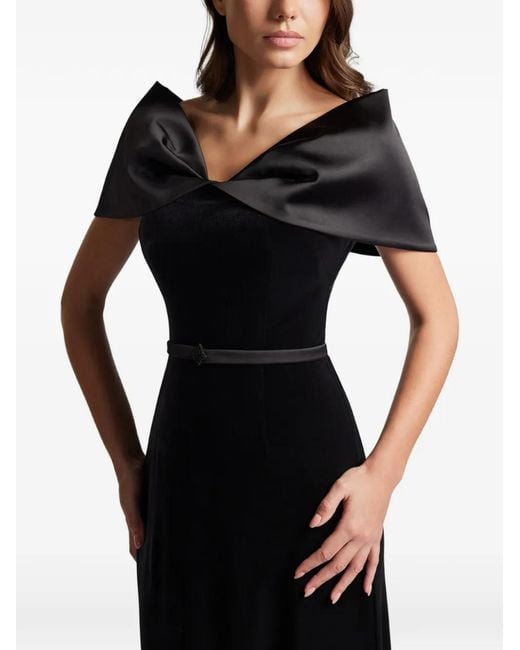 Cristallini Black Bow-Detail Velvet Dress
