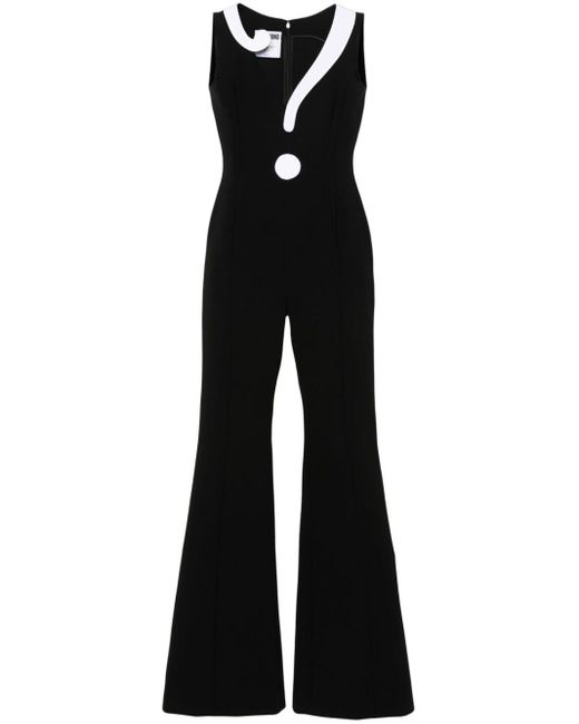 Moschino Black Long Jumpsuit With Contrasting Question Mark Print