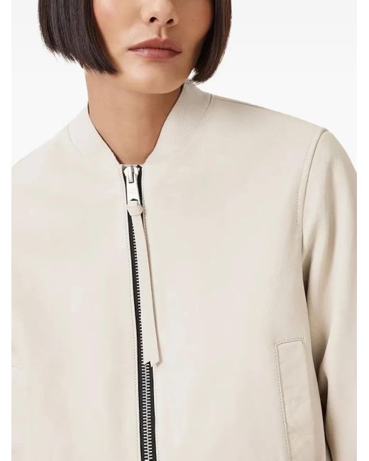 AllSaints Orten ジップ レザーボンバージャケット White