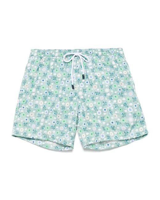 メンズ Barba Napoli フローラル トランクス水着 Blue