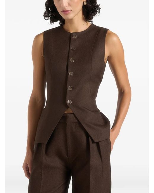 Manière De Voir Brown Tailored Crew-Neck Cinch Waistcoat