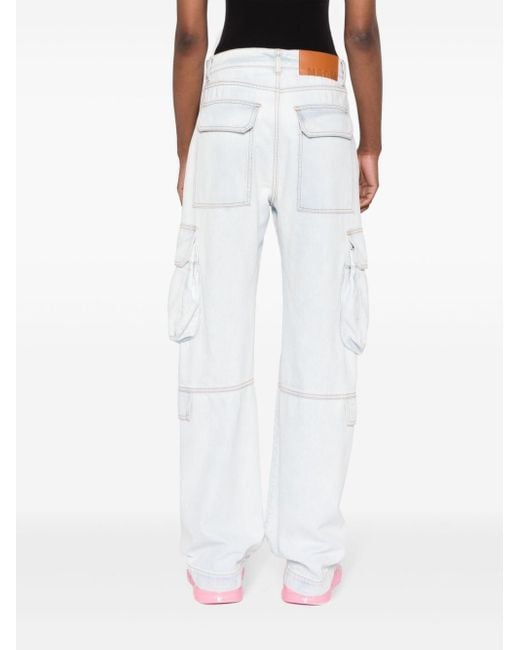 MSGM White Halbhohe Straight-Leg-Jeans