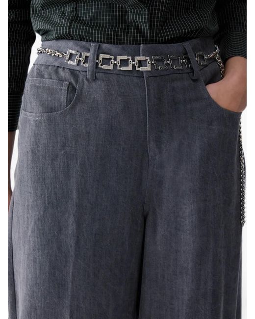 Liu Jo Gray Flare Pants With Belt