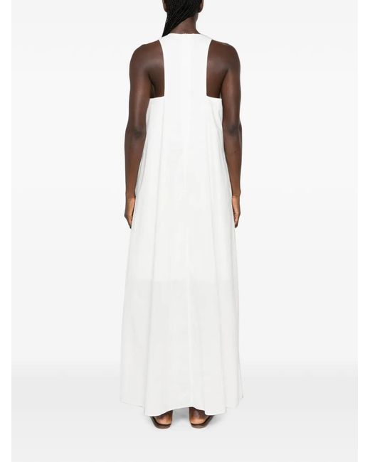 MOUTAKI White V-Neck Maxi Dress