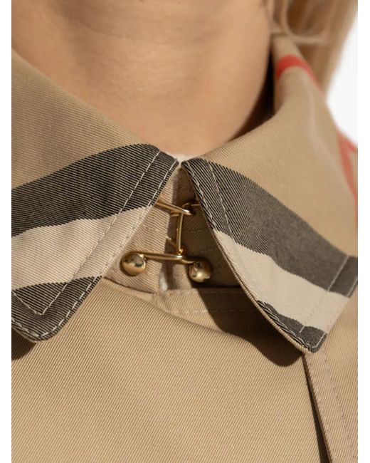 Burberry Jas Met Geruite Kraag En Ceintuur in het Natural