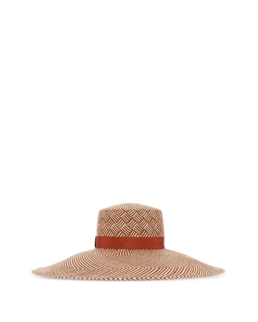 Agnona Brown Woven Wide-Brim Hat