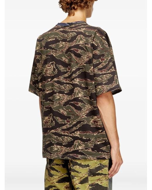 DIESEL Brown T-Boxt-T22 Tiger-Stripe Logo T-Shirt for men