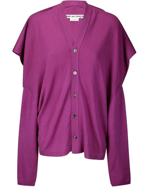 Comme des Garçons Purple Draped-Trim Cardigan