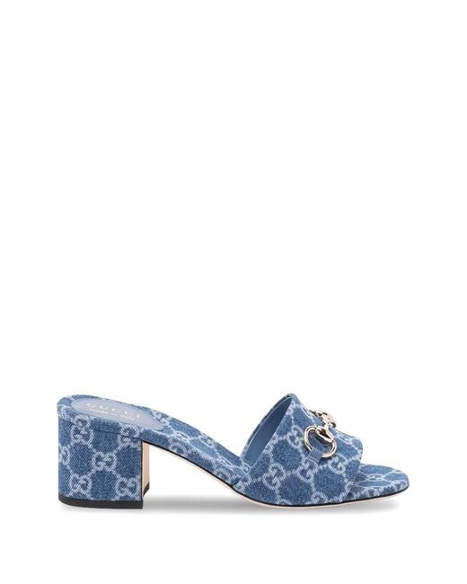 Gucci Blue Denim Slides