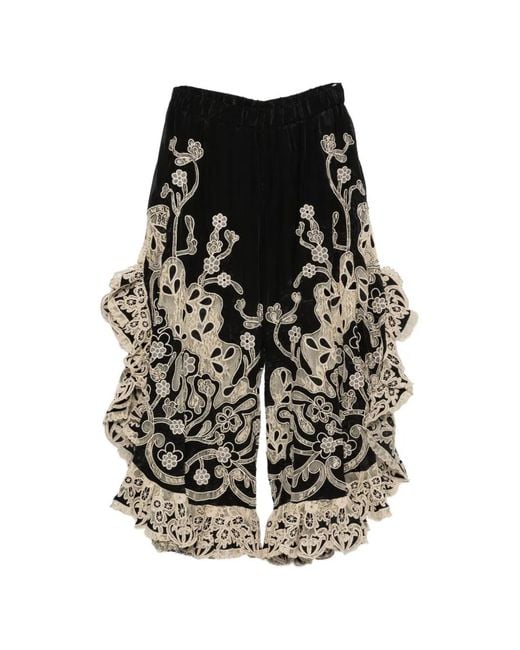 Sea Black Gracelyn Lace-Trimmed Trousers