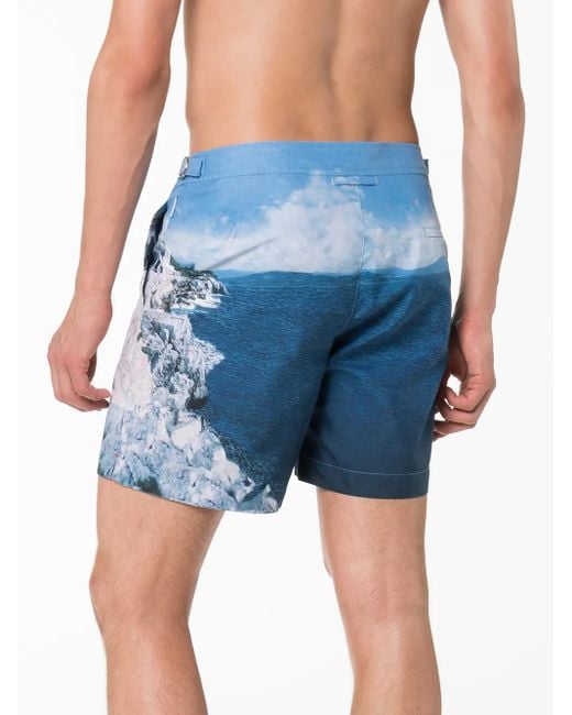 Orlebar Brown Blue Bulldog Hulton Print Swim Shorts for men