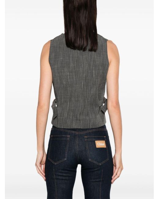 Golden Goose Deluxe Brand Gray V-neck Slub Waistcoat