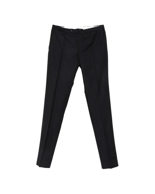 Incotex Blue Flat-Front Wool Trousers for men