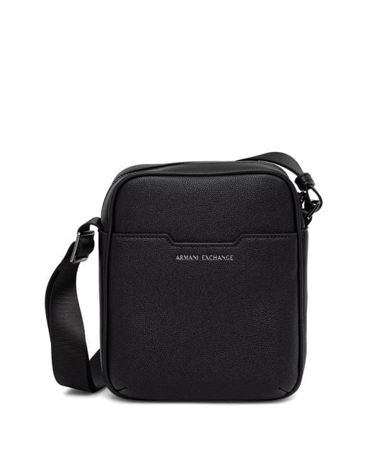 ARMANI EXCHANGE Black Logo-Stamp Crossbody Bag