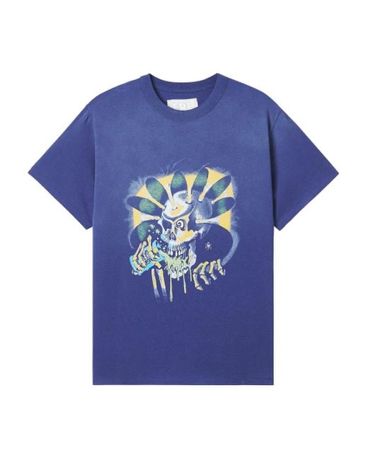 ERL Blue Graphic Print T-Shirt for men